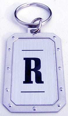 Key-Chain Assortment, Men's Initial, Stainless-Steel