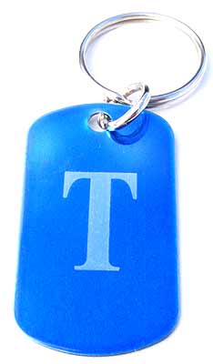 Key-Chain Assortment, Men's Initial, Blue, Engraved Stainless-Steel
