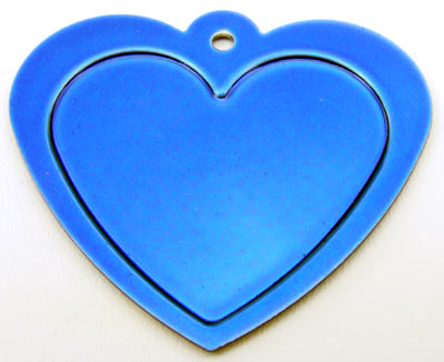 Engraveable Heart 48x42 mm, Transparent Blue, Stainless-Steel