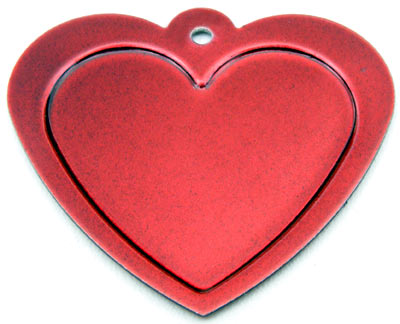 Engraveable Heart 48x42 mm, Transparent Red, Stainless-Steel