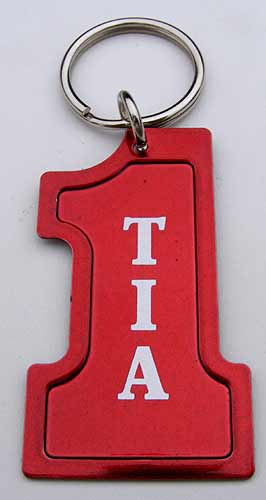 Key-Chain Assortment, Engraved #1 Female Family Spanish, Red, Stainless