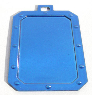 Engraveable Riveted Rectangle 48x52 mm,Transparent Blue, Stainless-Steel
