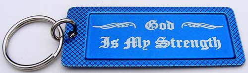 Key-Chain Assortment, Engraved, Inspirational, Blue, Stainless