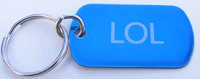 Key-Chain Assortment, Engraved,Text Messages, Blue, Stainless-Steel