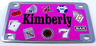 Bike Plate/Magnet Assortment, Winning Gamblers, Ladies Names, Stainless-Steel