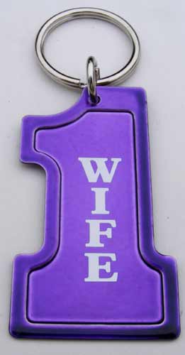 Key-Chain Assortment, Engraved #1 Female Family, Blue, Stainless