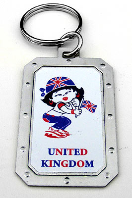 Key-Chain Assortment, European Flags, Boy & Girl, Stainless-Steel