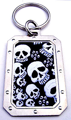 Key-Chain Assortment, Skull & Biker, Stainless-Steel