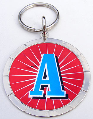 Key-Chain Assortment, Ladies Initial, Stainless-Steel