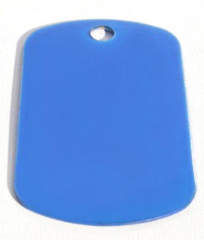 Engraveable Dog Tag 29x50 mm, Transparent Blue, Stainless-Steel