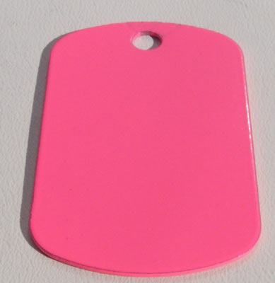Engraveable Dog Tag 29x50 mm, Neon Pink, Stainless-Steel