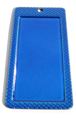 Engraveable Rectangle, Long, 33x77 mm, Transparent Blue, Stainless-Steel