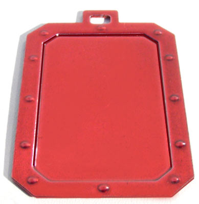 Engraveable Riveted Rectangle 48x52 mm, Transparent Red, Stainless-Steel